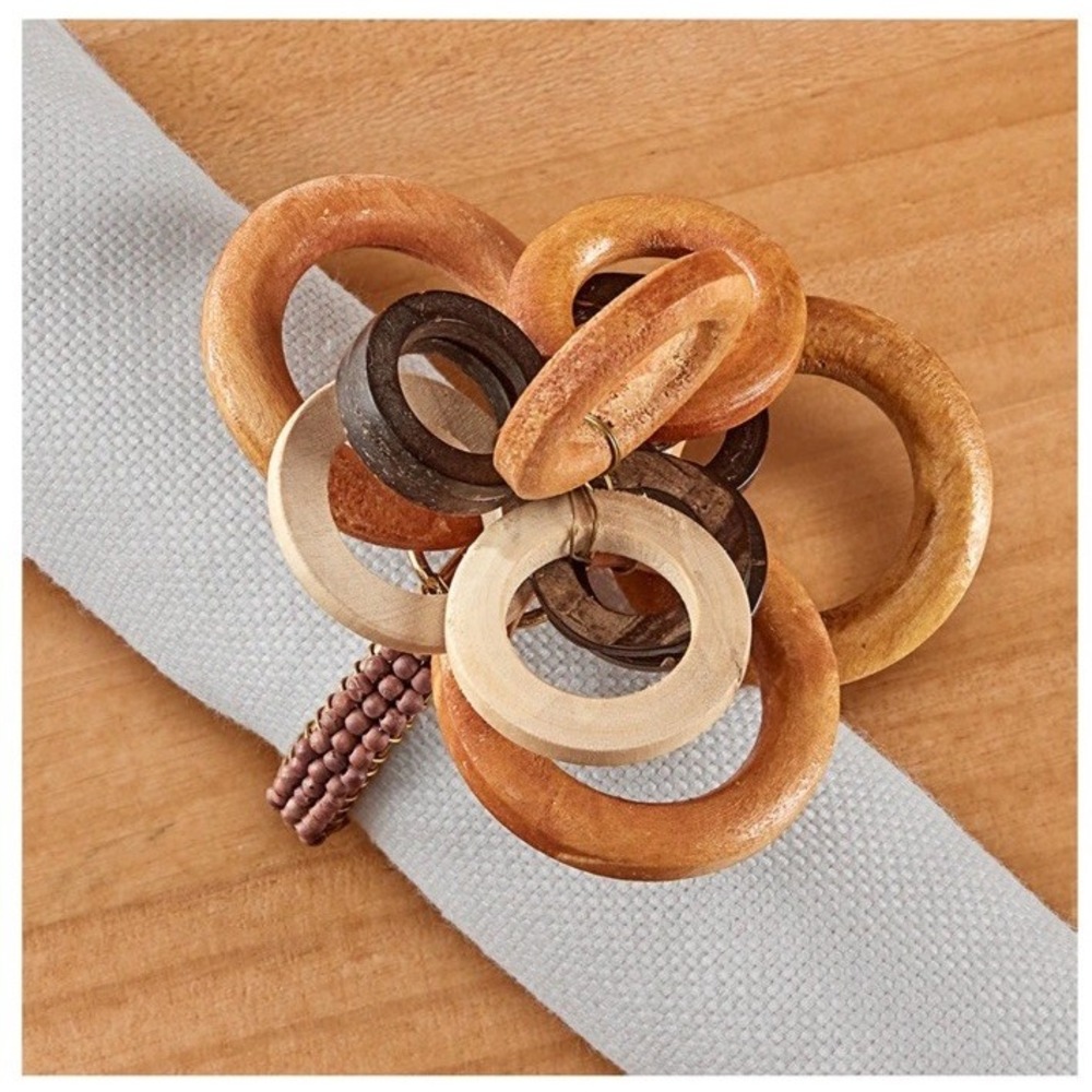 Vintage Set of 6 Bodrum Interlink Napkin Rings Mid Century Modern Table Decor